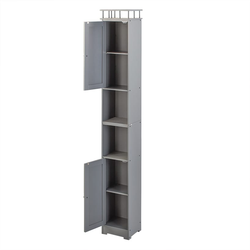 Slim Bathroom Freestanding Storage Cabinet with Shelves and Cupboards