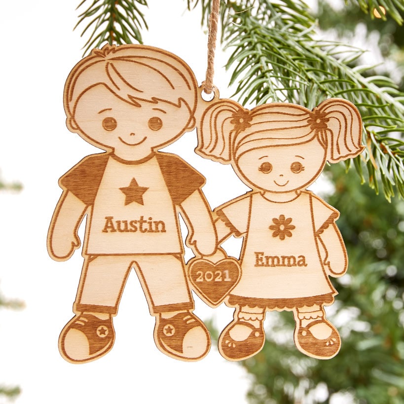 Personalized Christmas Siblings Ornament