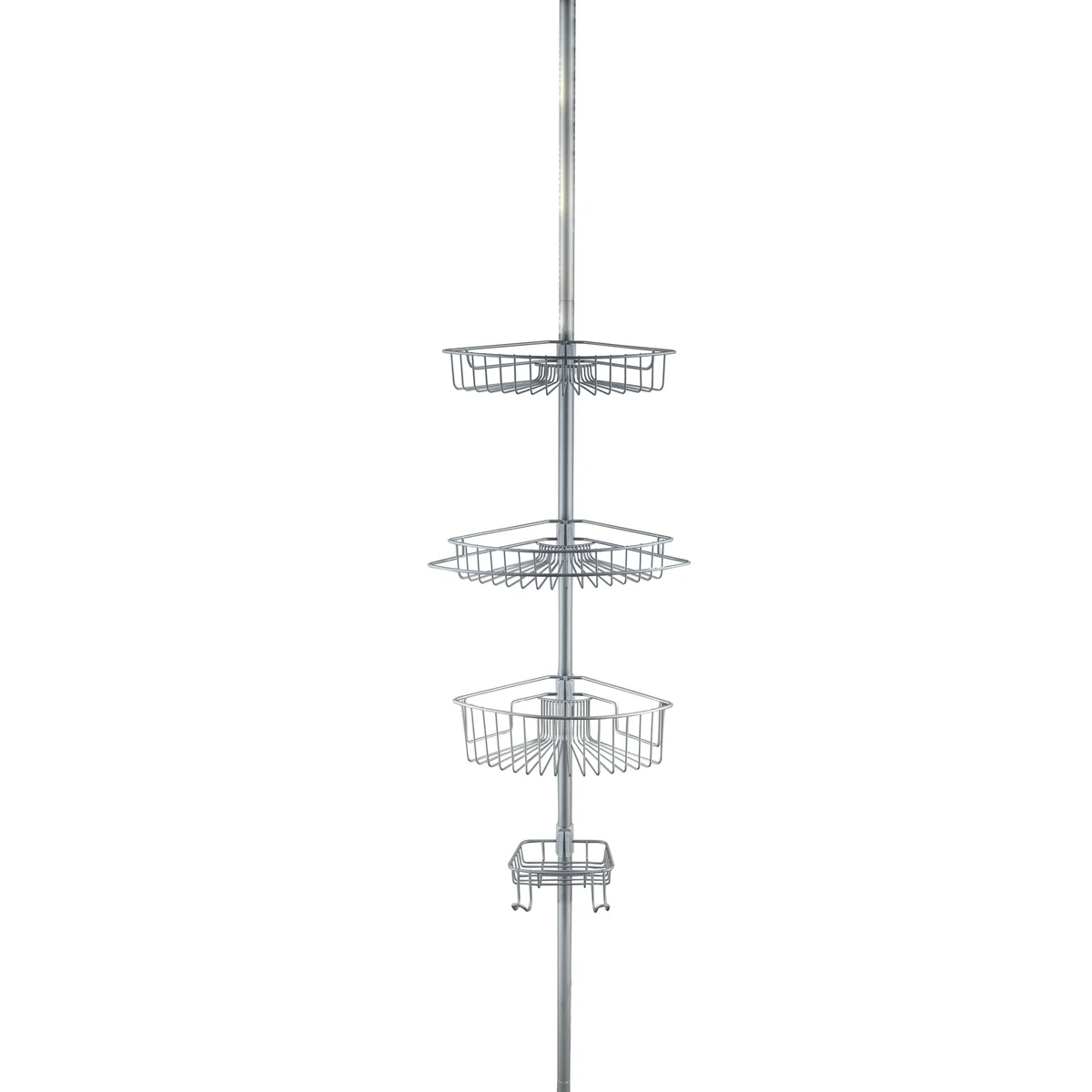 4 Tier Rustproof Shower Caddy Corner Organizer With Adjustable Shelves and Tension Pole