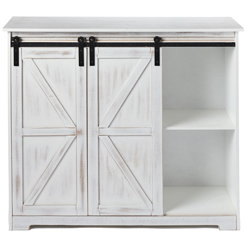 Kitchen Buffet Wooden Cabinet with Sliding Barn-Doors#select-color_antique-white