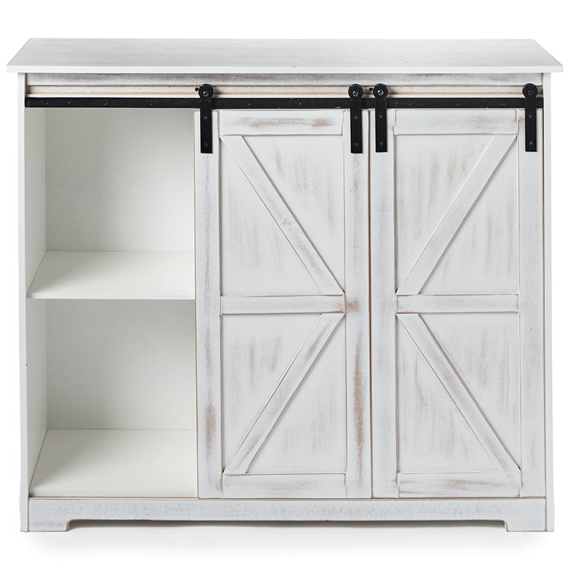 Kitchen Buffet Wooden Cabinet with Sliding Barn-Doors