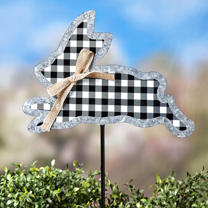 Galvanized Gingham Bunny Stake#select-bunny_running