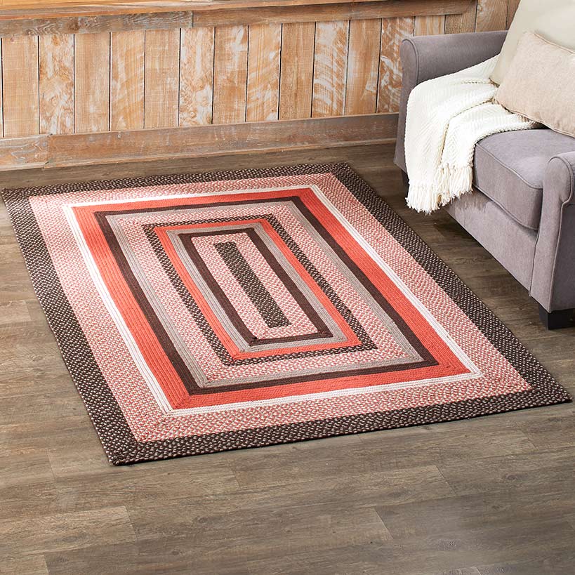 Country Braided Multicolored Area Rug