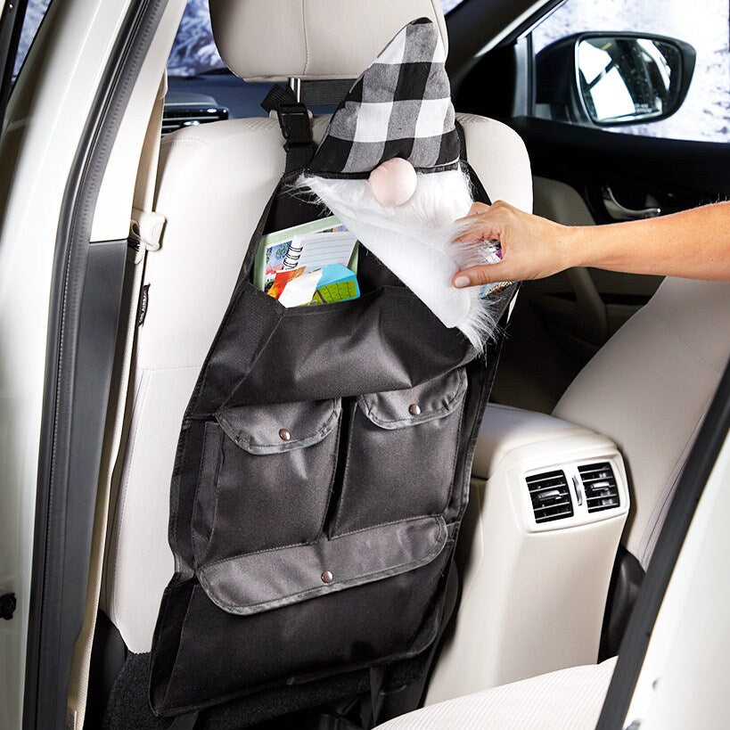 Gnome Back Seat Organizer-Adjustable Straps and Multiple Pockets#select-organizer_black-&-white