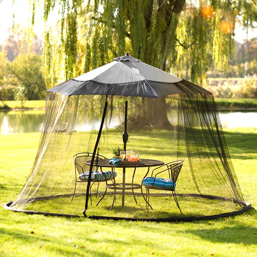 Patio Umbrella Bug Screen W/Zipper Opening And Polyester Netting