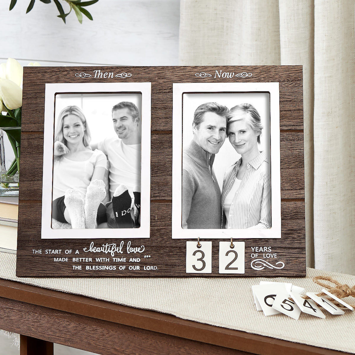 Anniversary Then And Now Photo Frame With 4" x 6" Frame