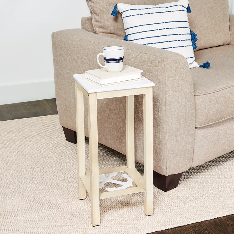 Nautical Accent Wooden End Tables - Anchor or Wheel Design#select-table_anchor