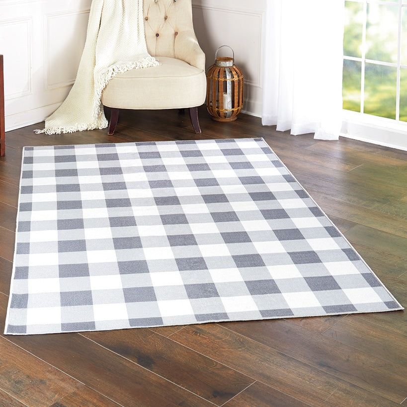 Gray Buffalo Check Nonslip Area Rug
