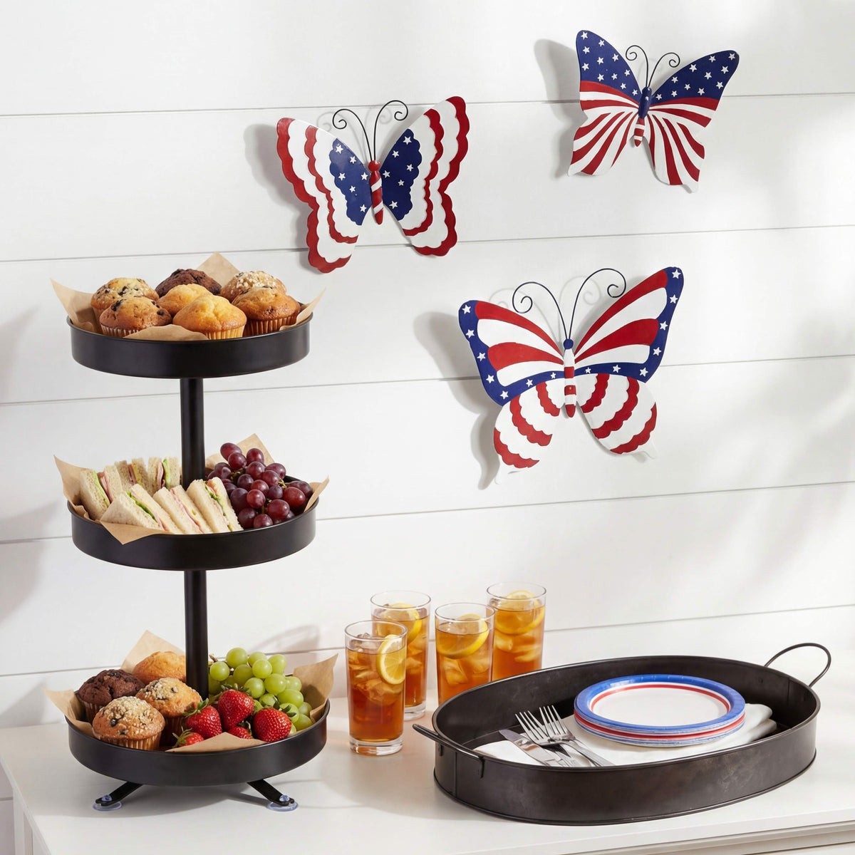 Black Galvanized Oval Serving Tray