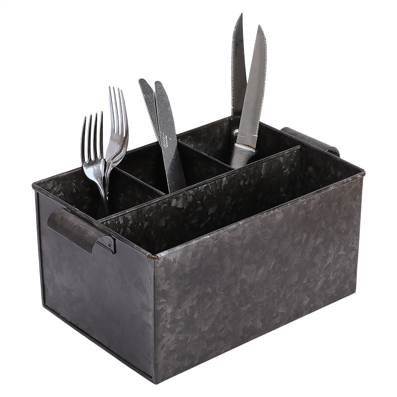 Black Metal Galvanized Utensil Caddy