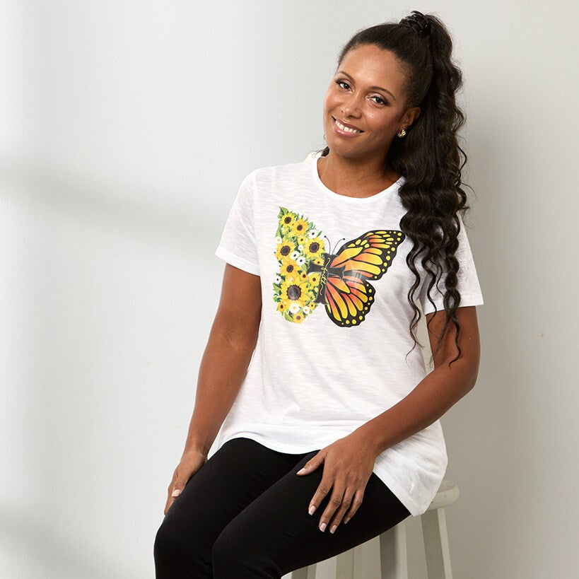 Women's Butterfly Short Sleeve Graphic T-Shirt#select-design_crossfly