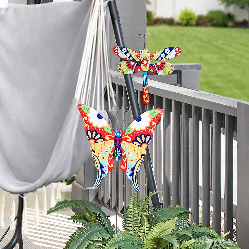 Talavera-Inspired Garden Stakes-Butterfly or Hummingbird