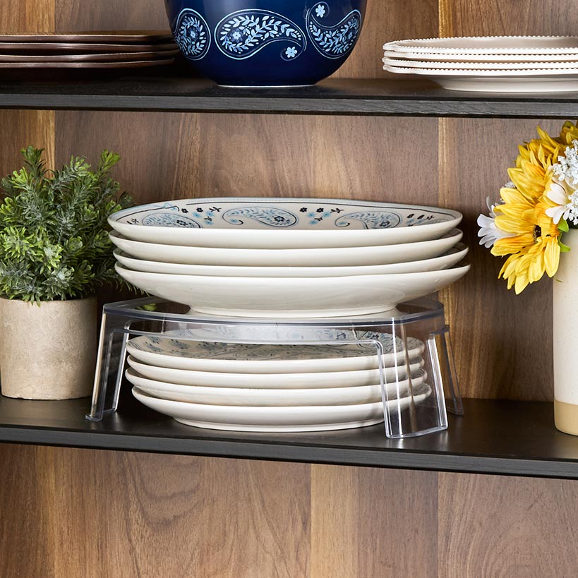Kitchen Storage Clear Cabinet Organizers - Plate, Bowl, or Shelf