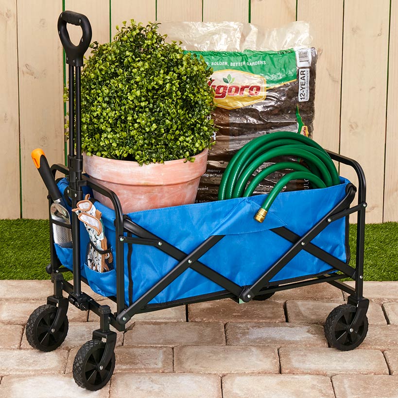 Collapsible Folding Wagon - Large Compartment and 2 Mesh Pockets