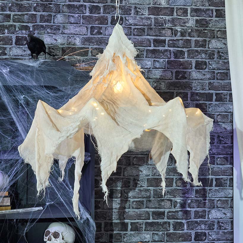 Halloween Shrouded Creepy Chandelier - Black or Chalky#select-chandelier_chalky