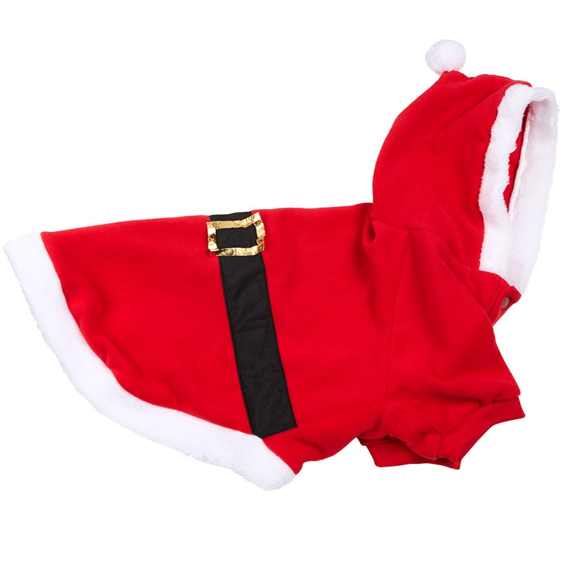 Pet Santa Or Reindeer Plush Fabric Costume With Hood