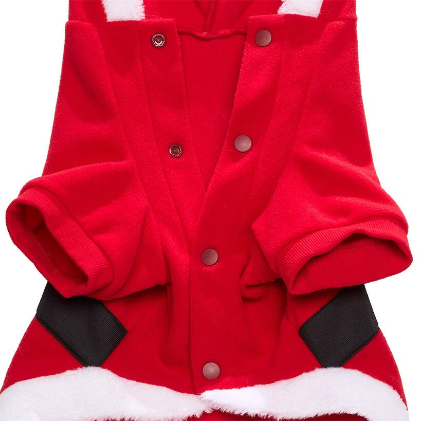 Pet Santa Or Reindeer Plush Fabric Costume With Hood