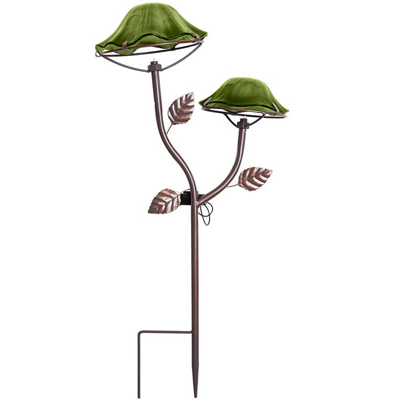 Solar-Powered Double Mushroom Stake – Pink, Green, and Blue