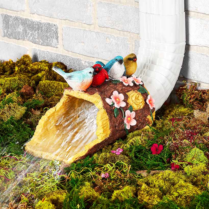 Down Spout Cover Wood Log With Butterflies Or Birds#select-cover_birds