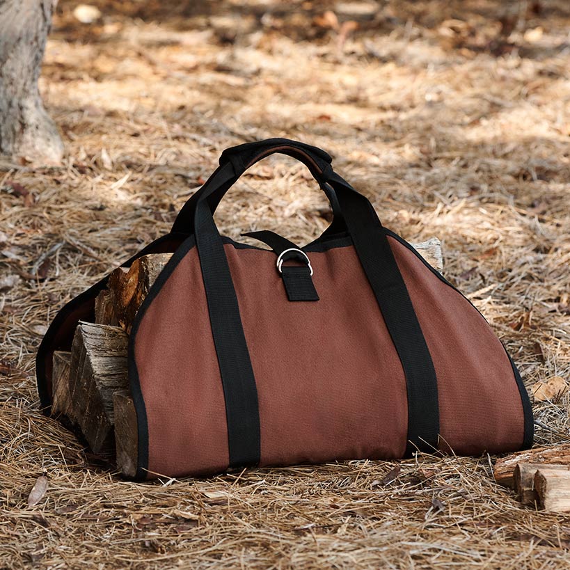 Firewood Carrier And Storage Bag With Carry Straps