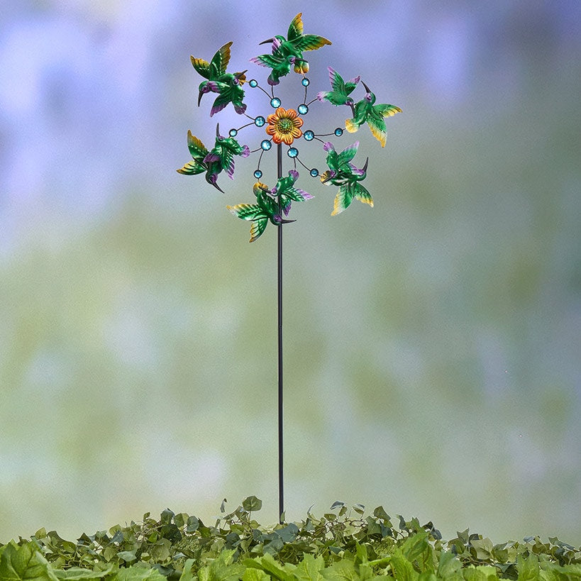 Garden Wind Spinner Stakes with Ladybug, Hummingbird, and Butterfly