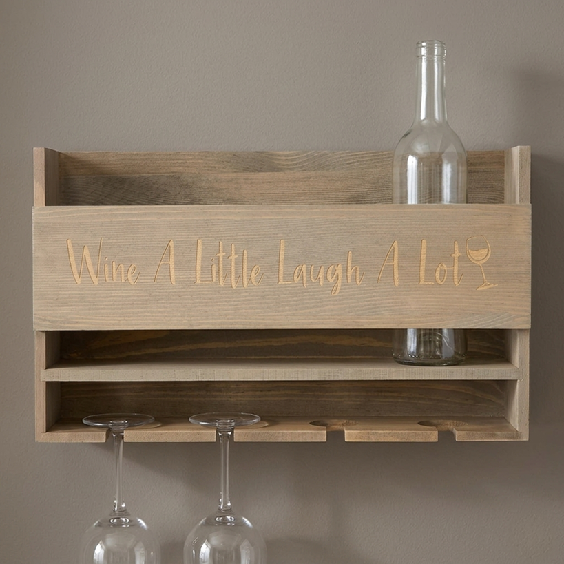 Wine Rack with Wine Glass Storage, Wall-Mounted