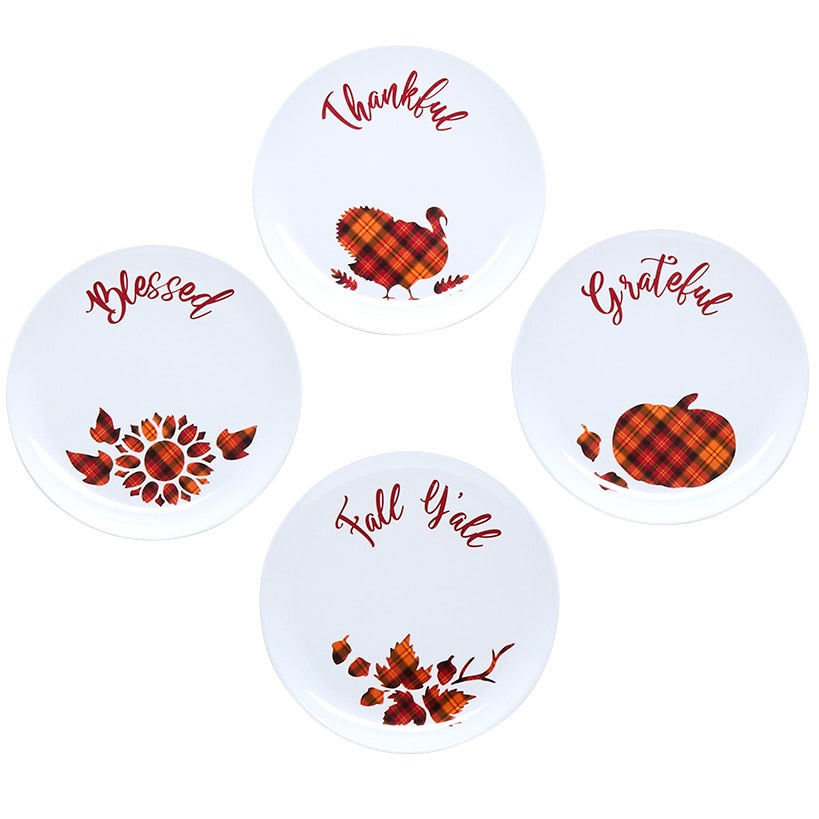 Harvest Plaid Tableware - Salad Plates or Serving Tray