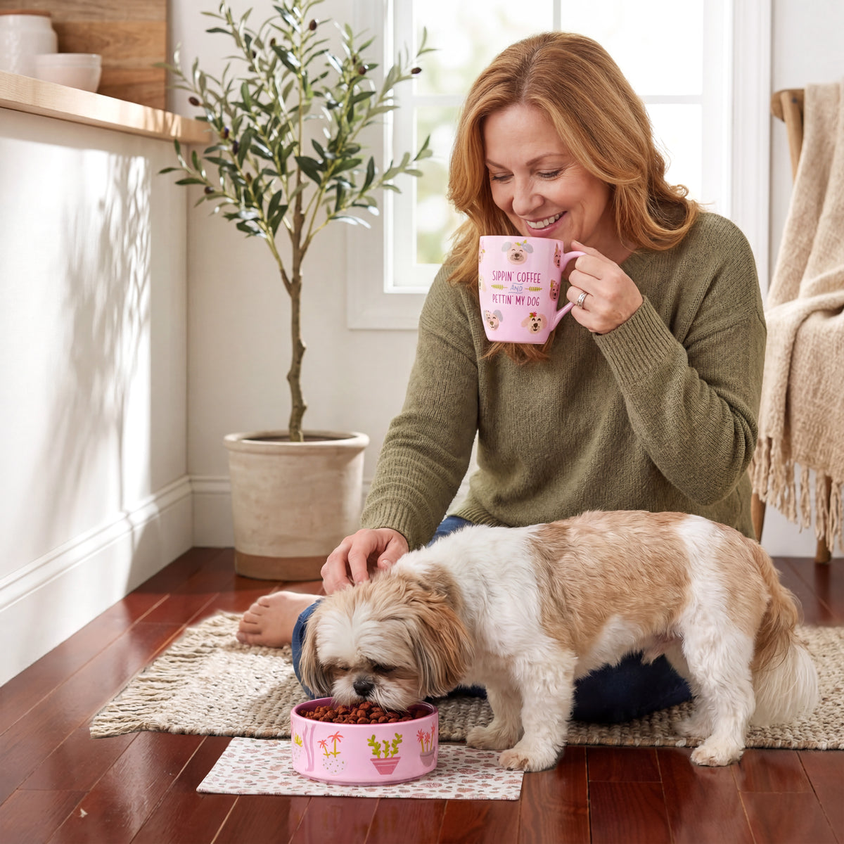 Pet Lover Dog Bowl and Coffee Mug Matching Gift Set