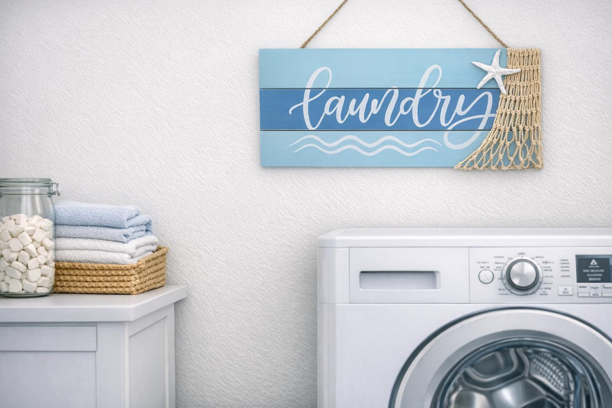 Coastal Laundry Collection - Wood Wall-Mounted Sign