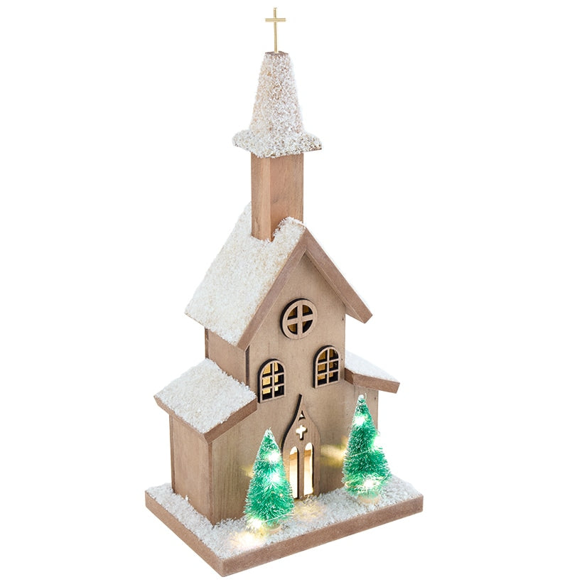 Lighted Country Church Decor