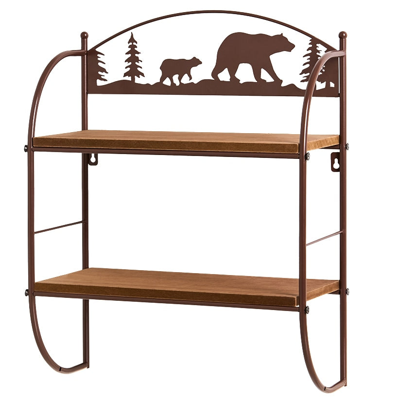 Rustic Lodge Bear Wall Shelf Rack