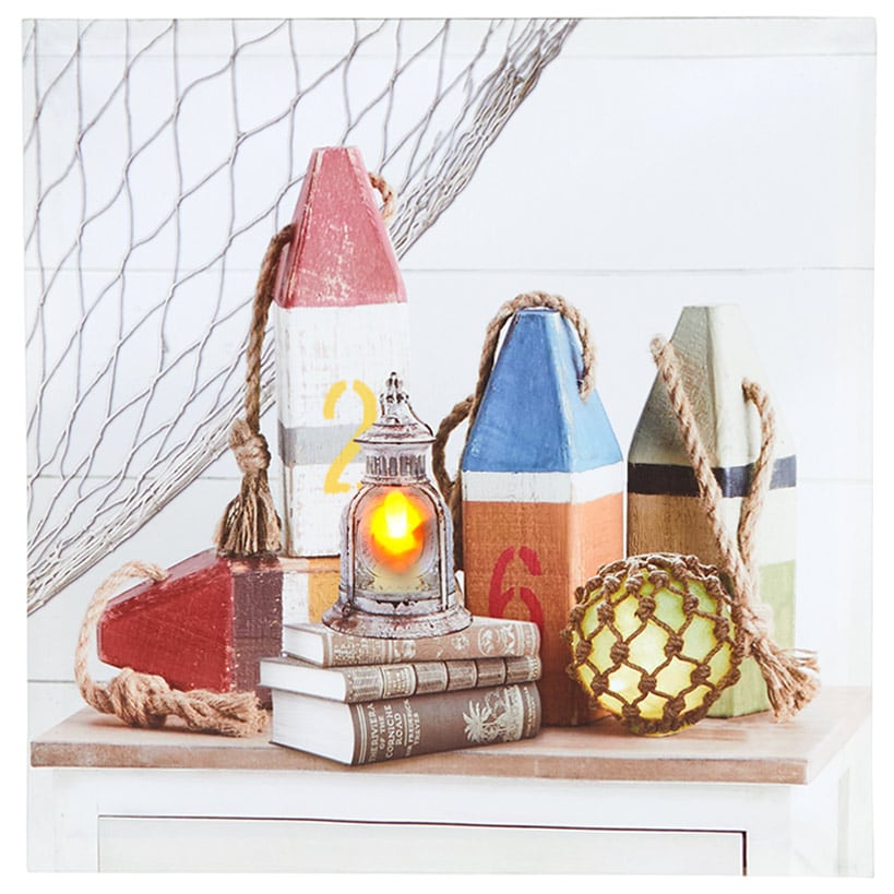 Coastal Lighted Canvas Wall Art - Buoys, Candle, or Coastal