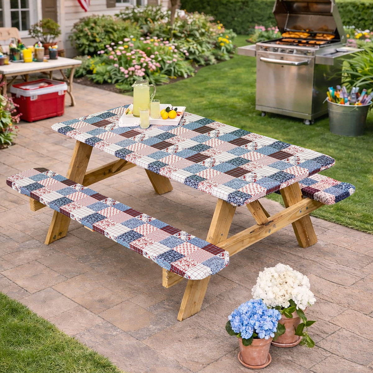 Easy-Fit Vinyl Picnic Table Cover 3 Pc.