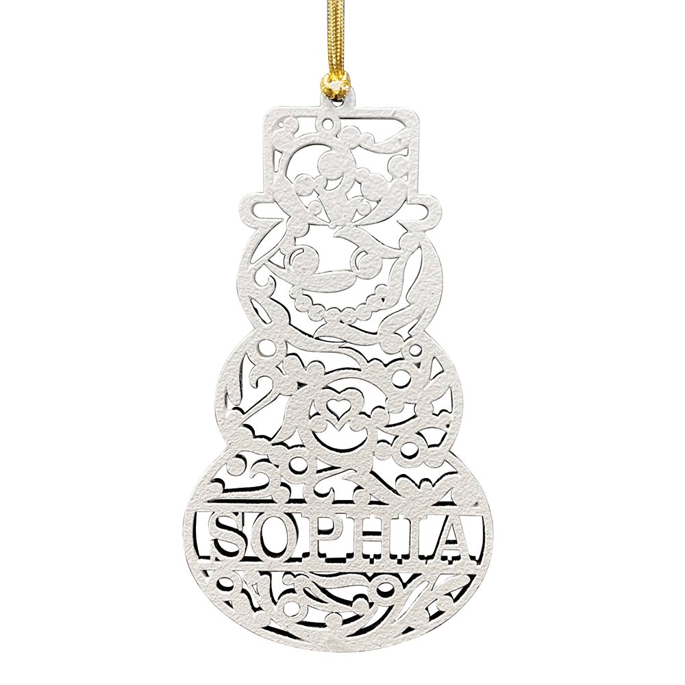 Personalized White Wood Ornament