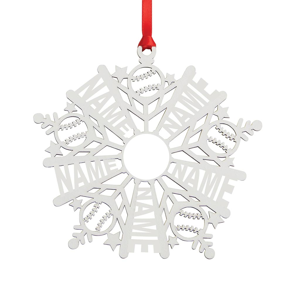 Personalized Snowflake Ornament White Wood