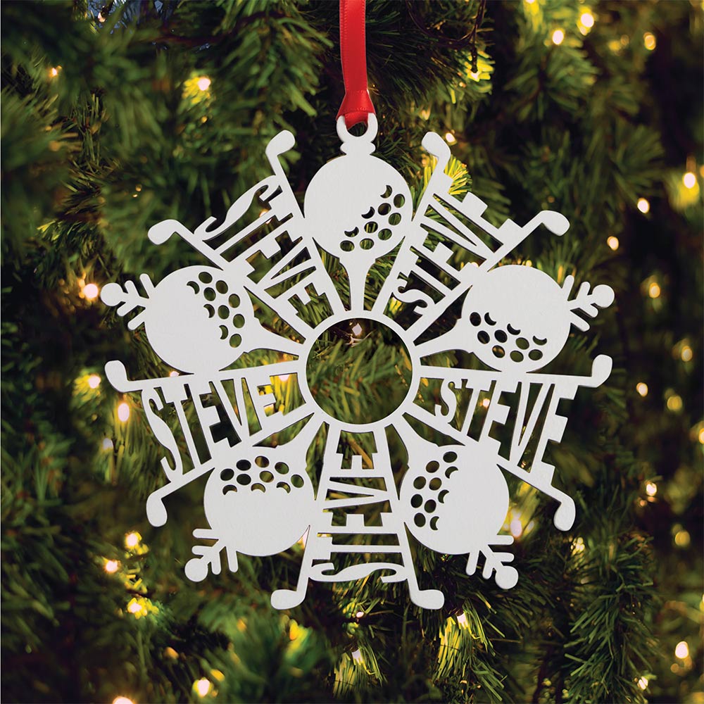 Personalized Snowflake Ornament White Wood