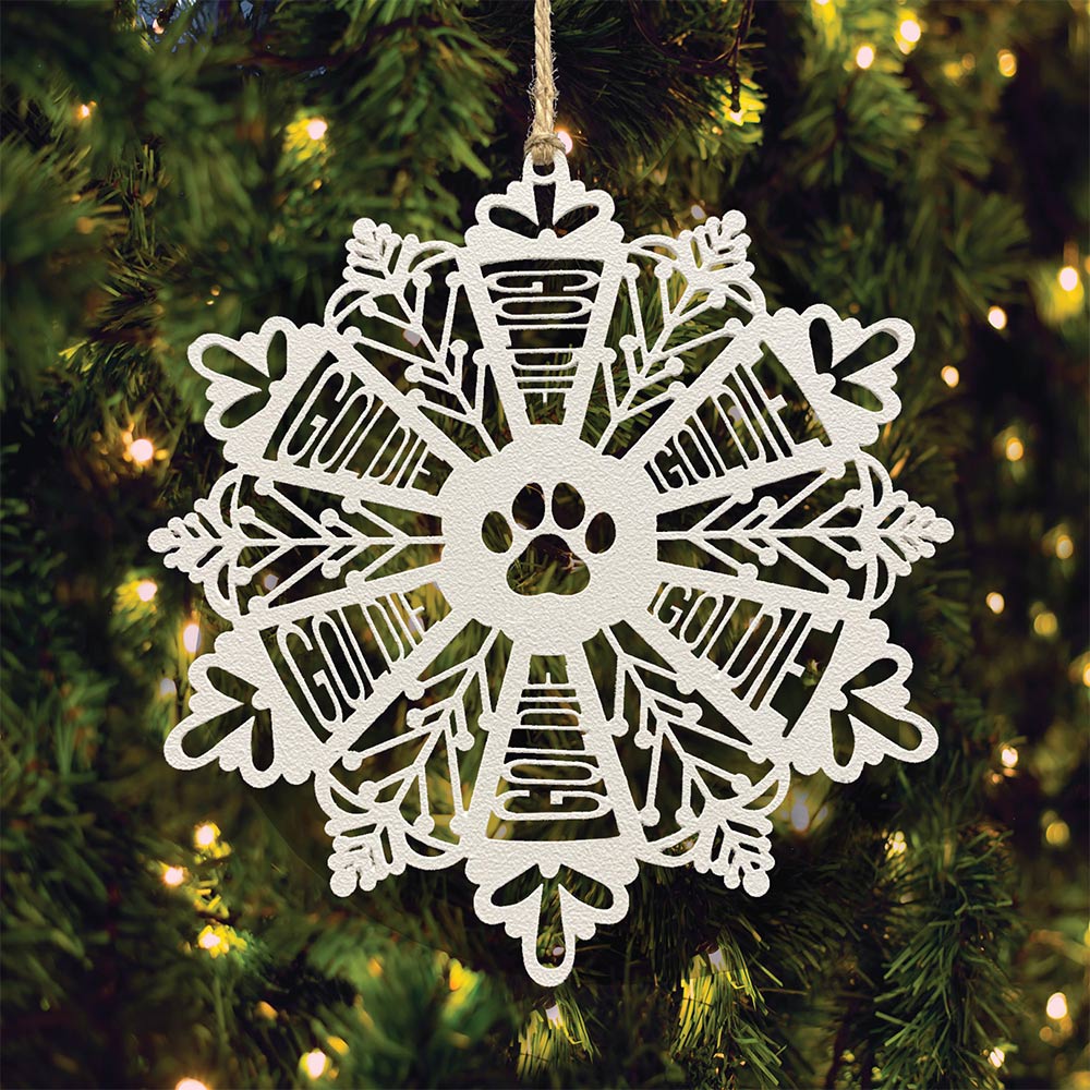 Personalized Snowflake Ornament White Wood