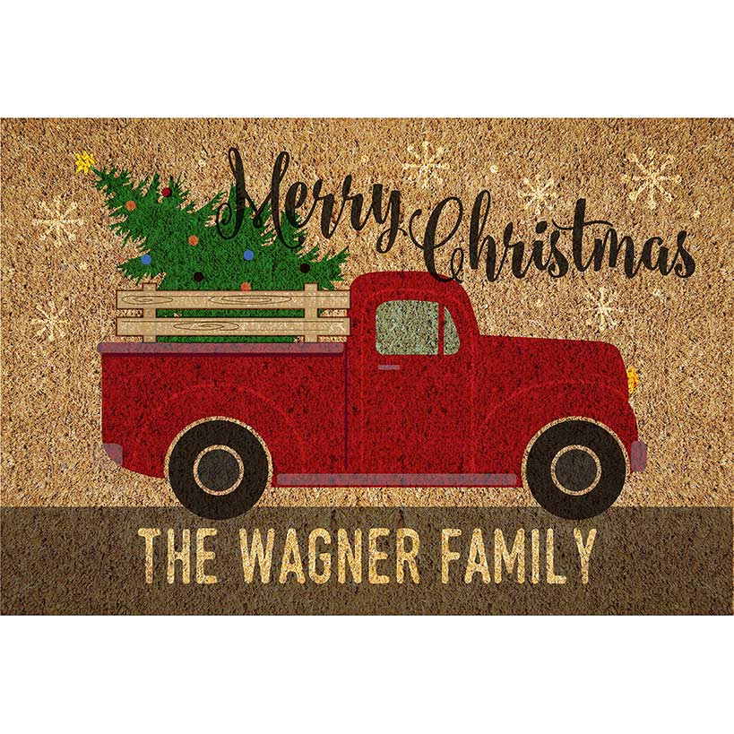 Personalized Christmas Truck Doormat