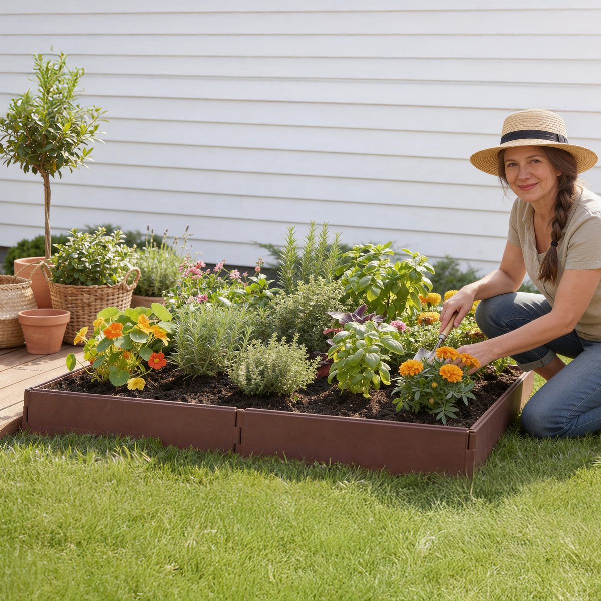 Raised Garden Bed With 8 Adjustable Panels