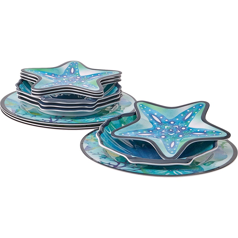 Seaside Beach Shell Melamine Dessert Plates Set of 4