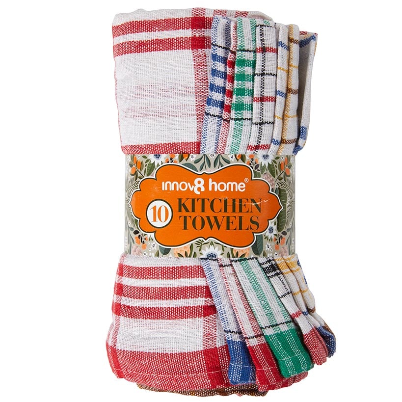 Kitchen Towels Assorted Colors and Patterns Set of 10