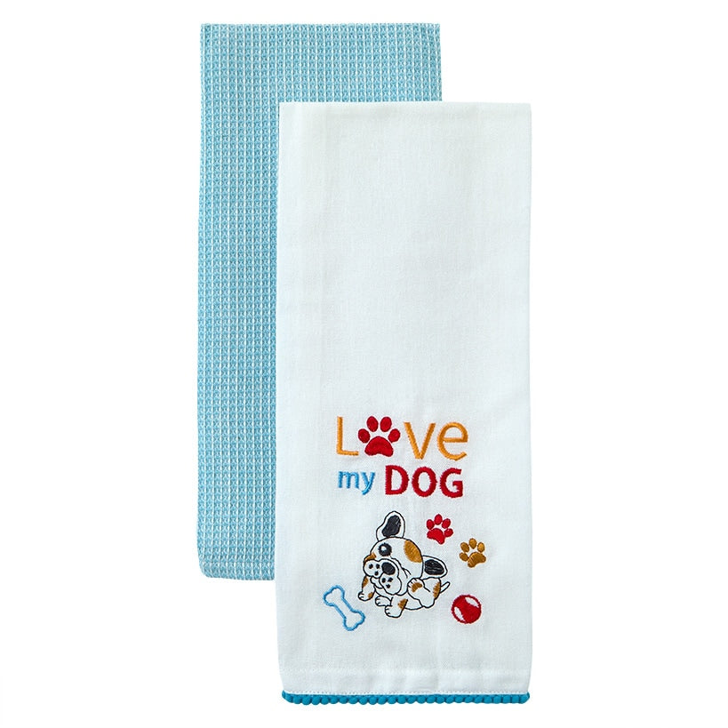 Kitchen Towels Summertime Dog Set of 2
