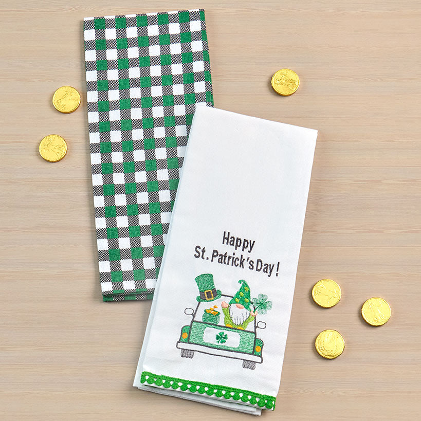 St Patrick's Day Embroidered Kitchen Towels, Set of 2#select-set_st.-paddy's-day