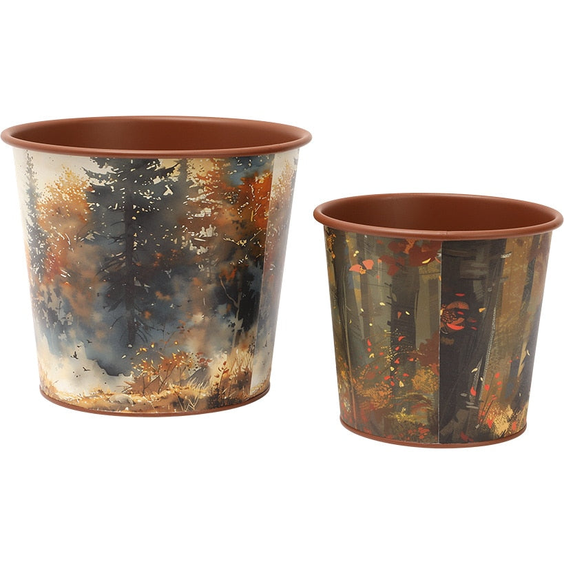 Planter Lodge Themed Decor In Large With Elk and Small With Bear