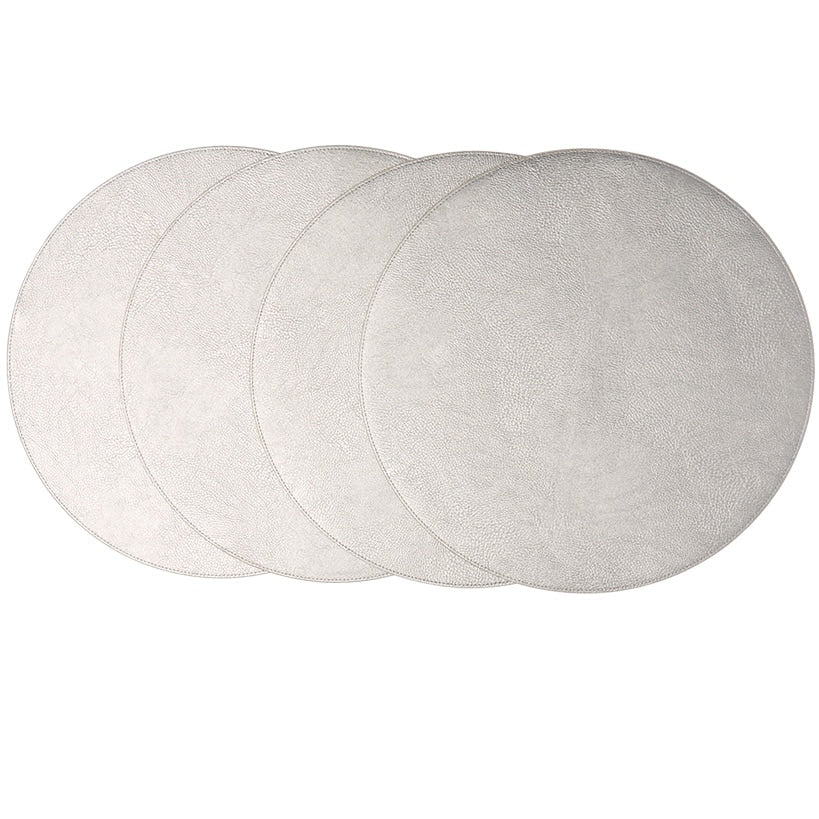 Set of 4 Faux Leather Round Placemats