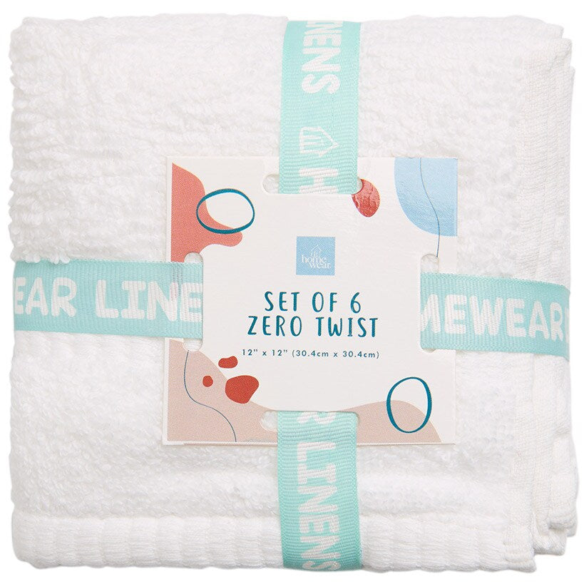 Homewear Highland Border Zero Twist Cotton Washcloth, Set of 6