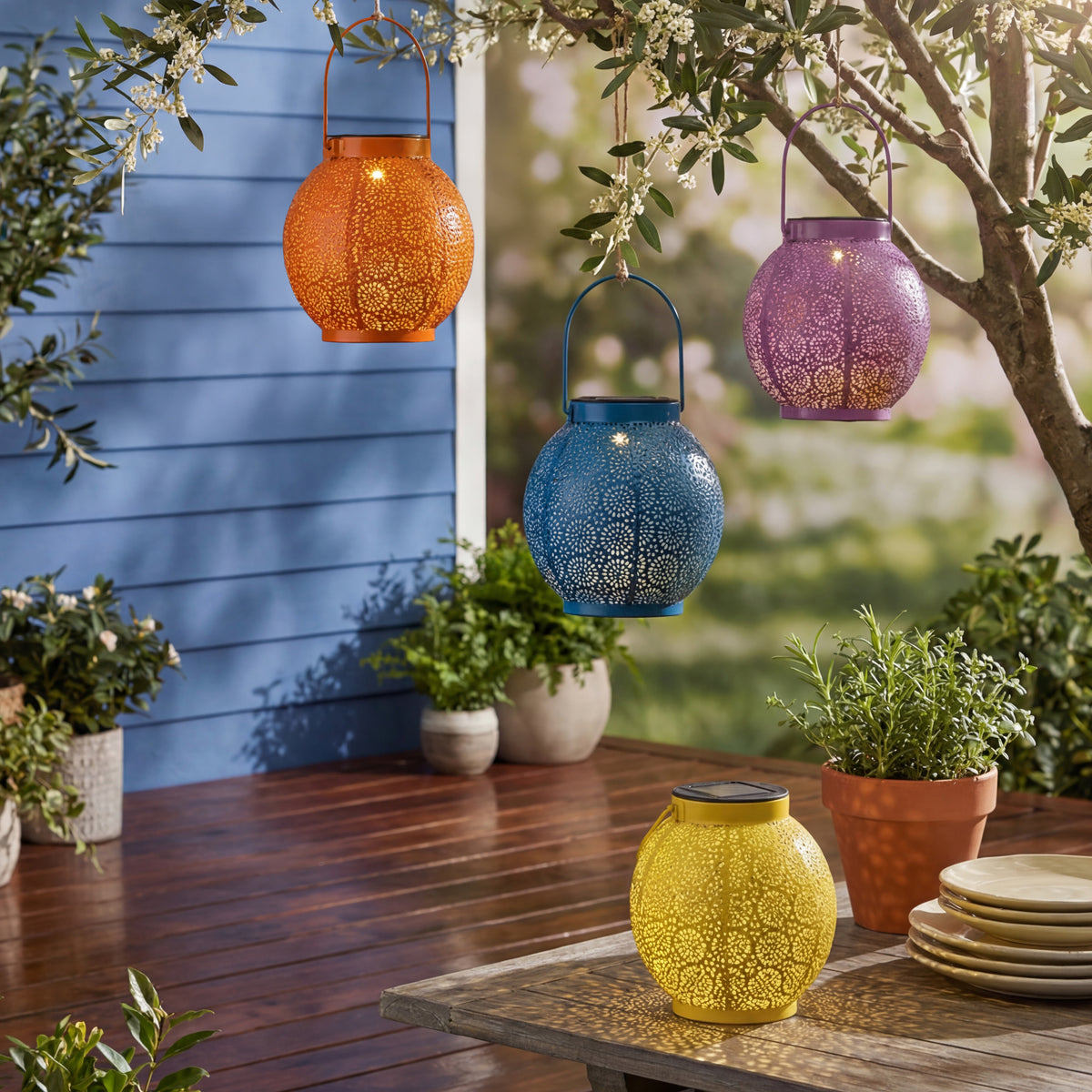 Solar Sunburst Shadow Cast Hanging Lantern