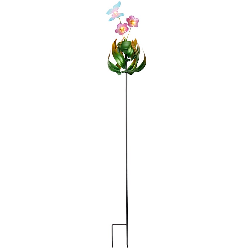 Solar Flower and Butterfly Garden Stake