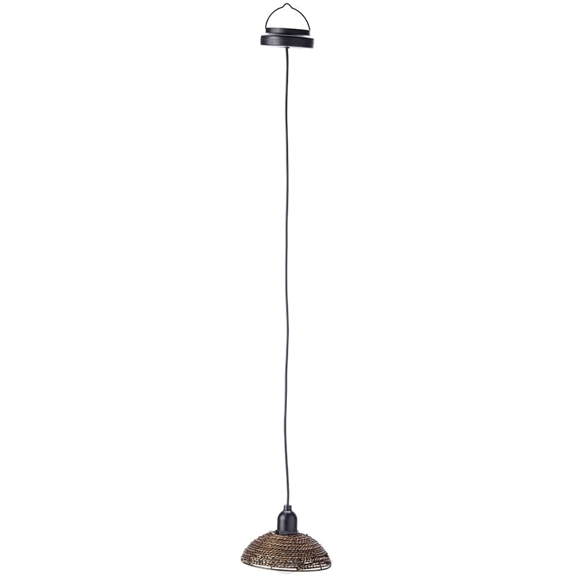 Solar-Powered Small Rattan Pendant – Natural and Brown
