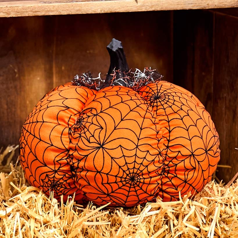 Halloween Plush Webbed Pumpkin Decor - Orange, Black, or Purple#select-item_orange